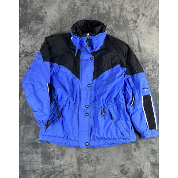 Obermeyer Women's Ski Jacket Blue Black Size 12 Thermolite Insulated Snow Coat - Picture 1 of 7